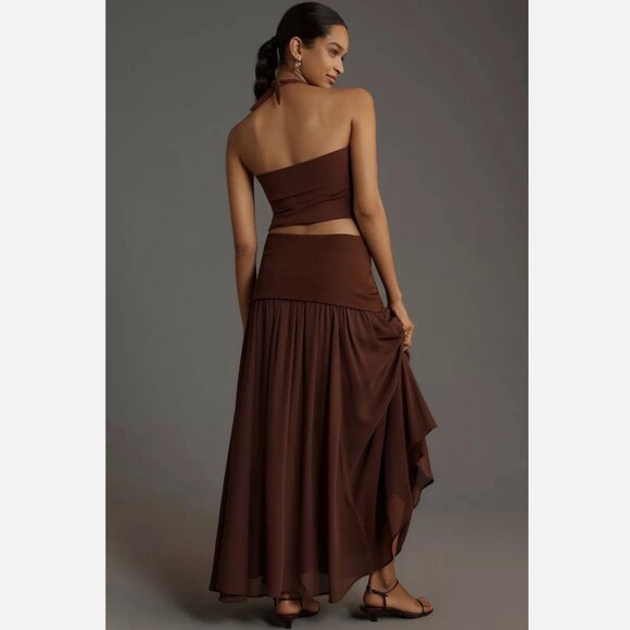 Brand New By Anthropologie Dropped Yoke-Waist Maxi Skirt - Picture 2 of 6